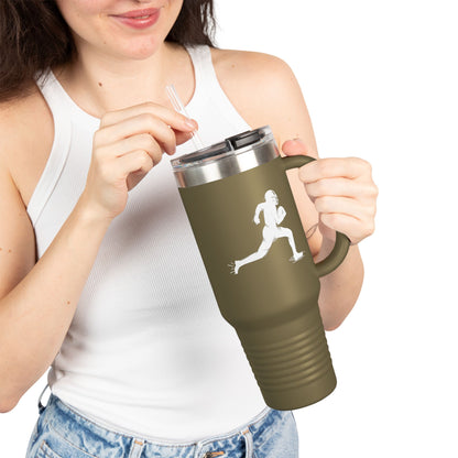 Football Player Coffee Tumbler, Insulated Travel Mug for Active Lifestyles, Sporty Drinkware for On-the-Go, Perfect Gift for Athletes