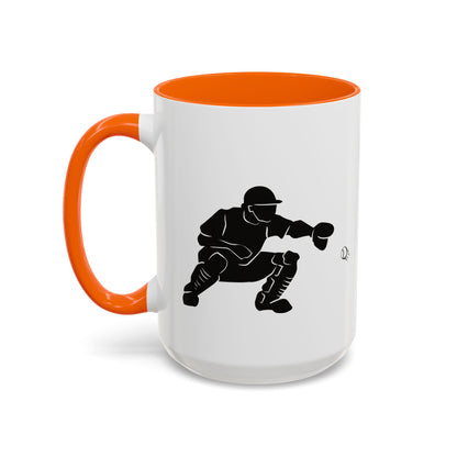 Baseball Catcher Coffee Mug, Sports Gift for Coaches, Black Accent Mug for Fans, Perfect for Birthdays & Celebrations, Unique Cup - TRV