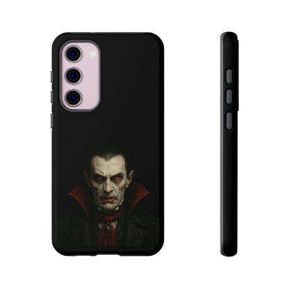 Gothic vampire portrait phone case for iPhone featuring Dracula horror artwork, made by Printify.