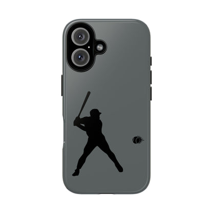 Black baseball silhouette tough phone case for iPhone, protective sporty design by Printify.