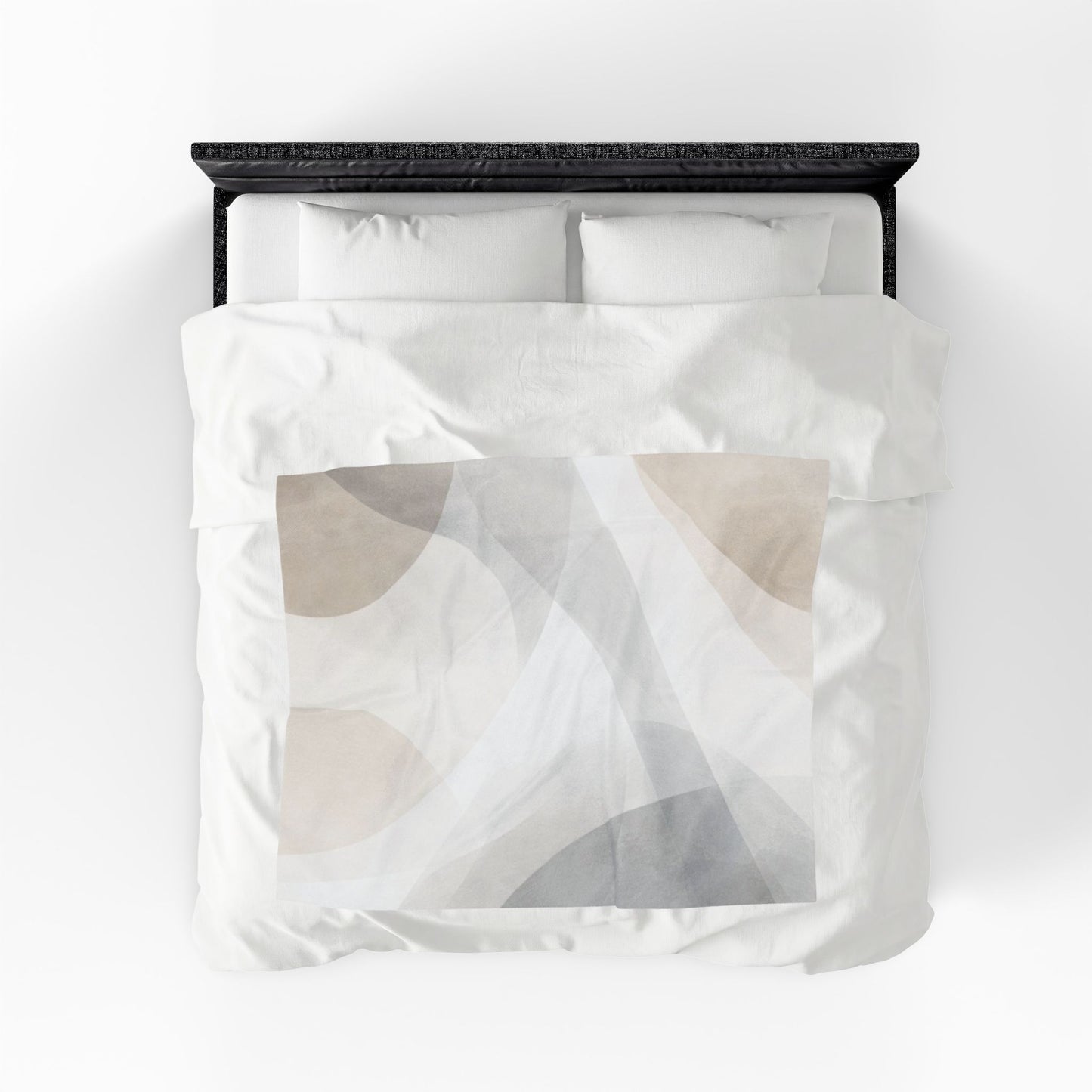 Neutral Abstract Shapes Velveteen Plush Blanket | Minimal Geometric Throw