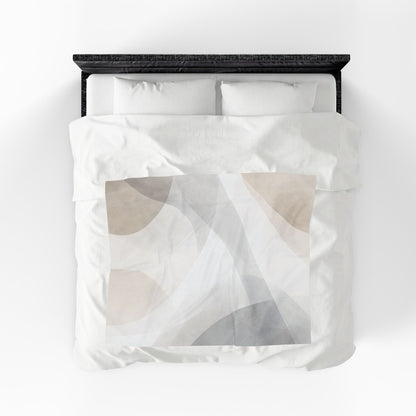 Neutral Abstract Shapes Velveteen Plush Blanket | Minimal Geometric Throw