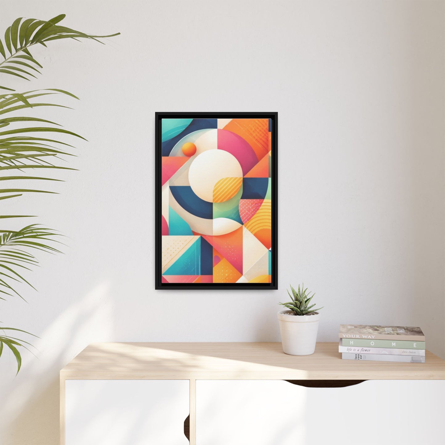 Colorful Geometric Abstract Art Matte Canvas Framed