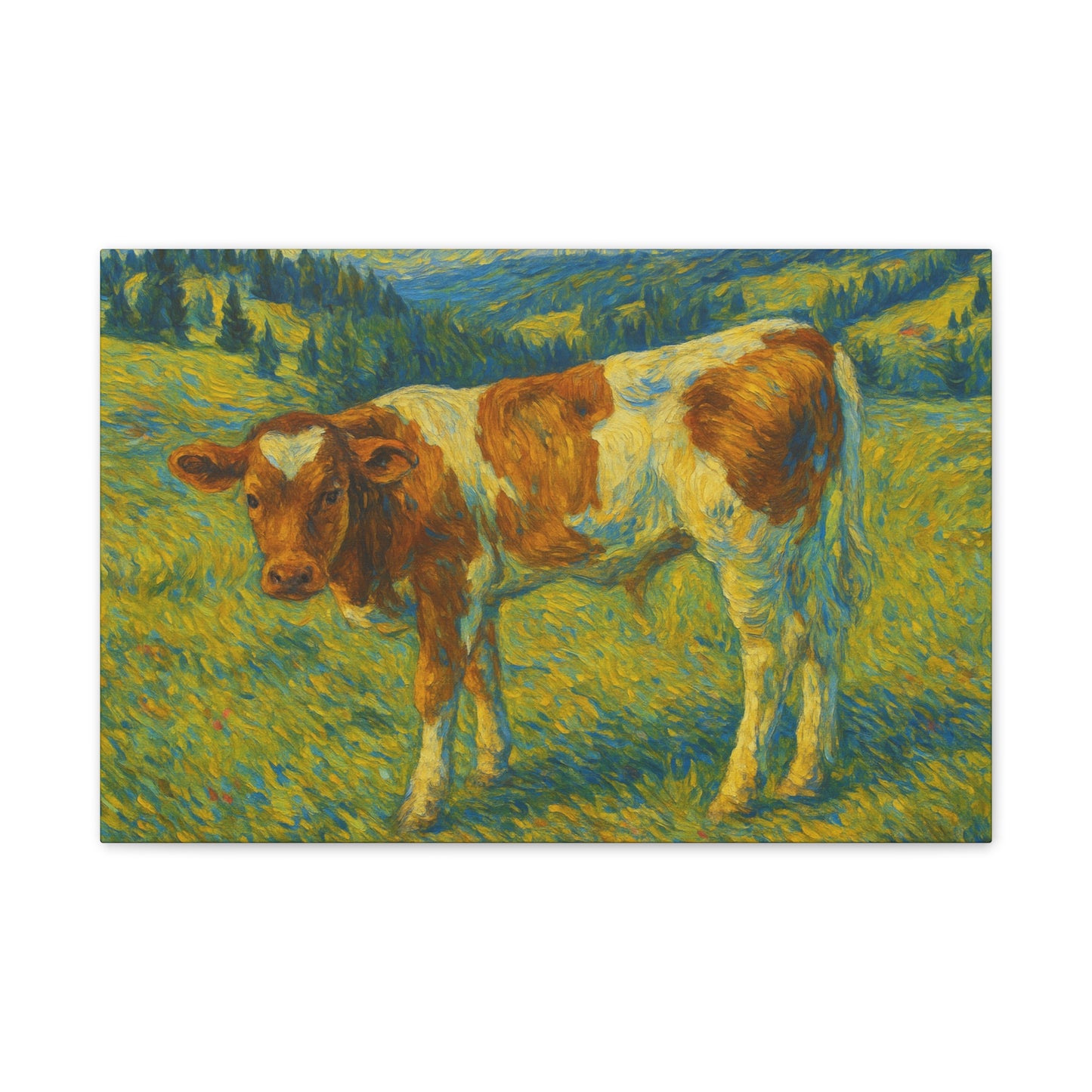 Cow Art Canvas Print, Rustic Farmhouse Decor, Animal Lover Gift, Country Wall Art, Thoughtful Homewarming - TRV