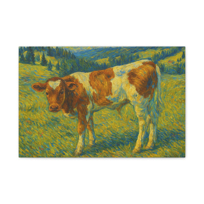 Cow Art Canvas Print, Rustic Farmhouse Decor, Animal Lover Gift, Country Wall Art, Thoughtful Homewarming - TRV