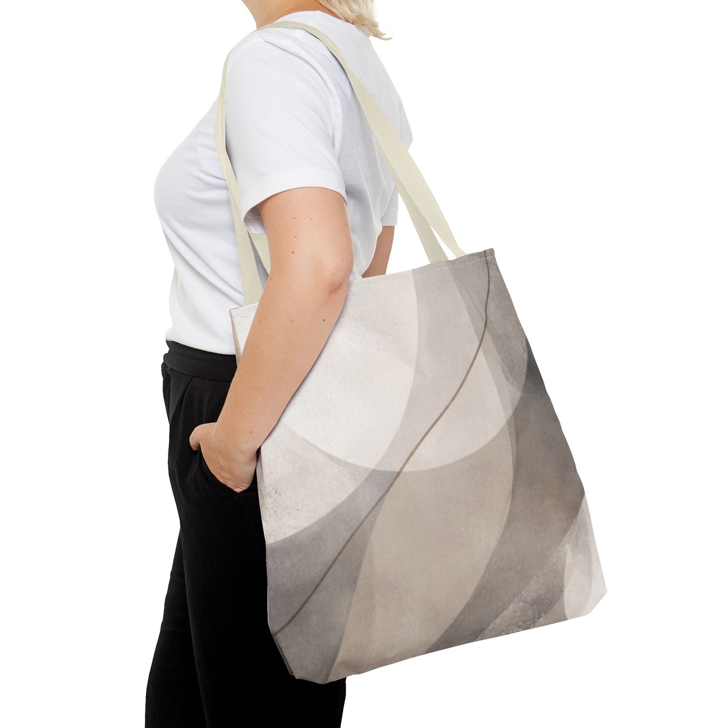 Neutral Abstract Watercolor Waves Tote Bag | All-Over Print