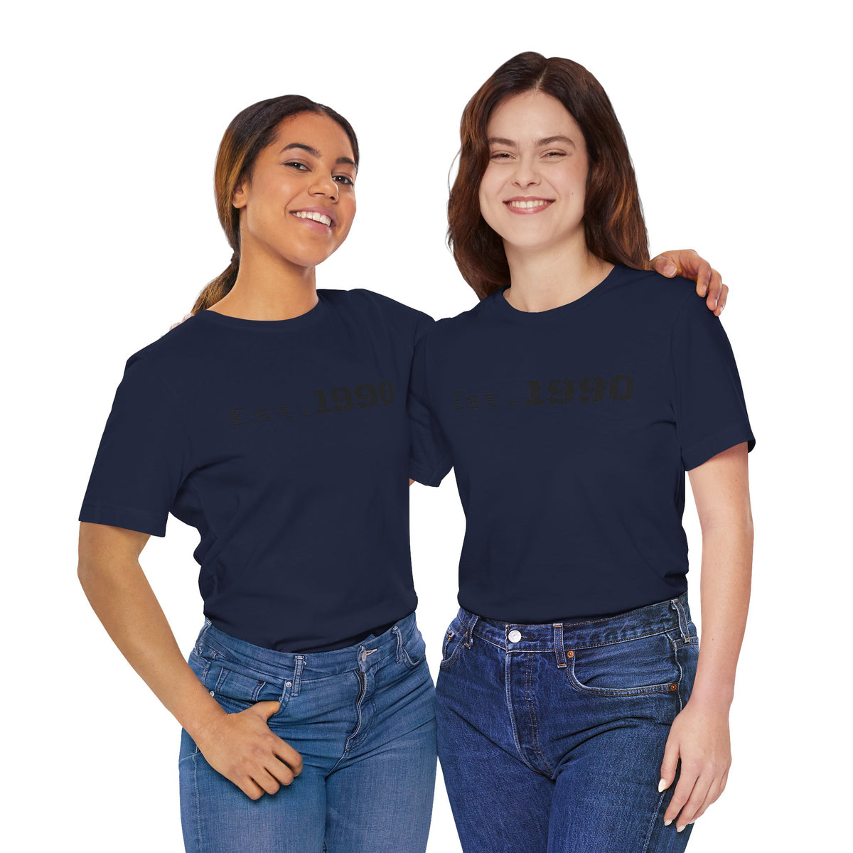 Vintage Est. 1990 T-Shirt by Printify showing the classic design and text on a casual cotton tee.