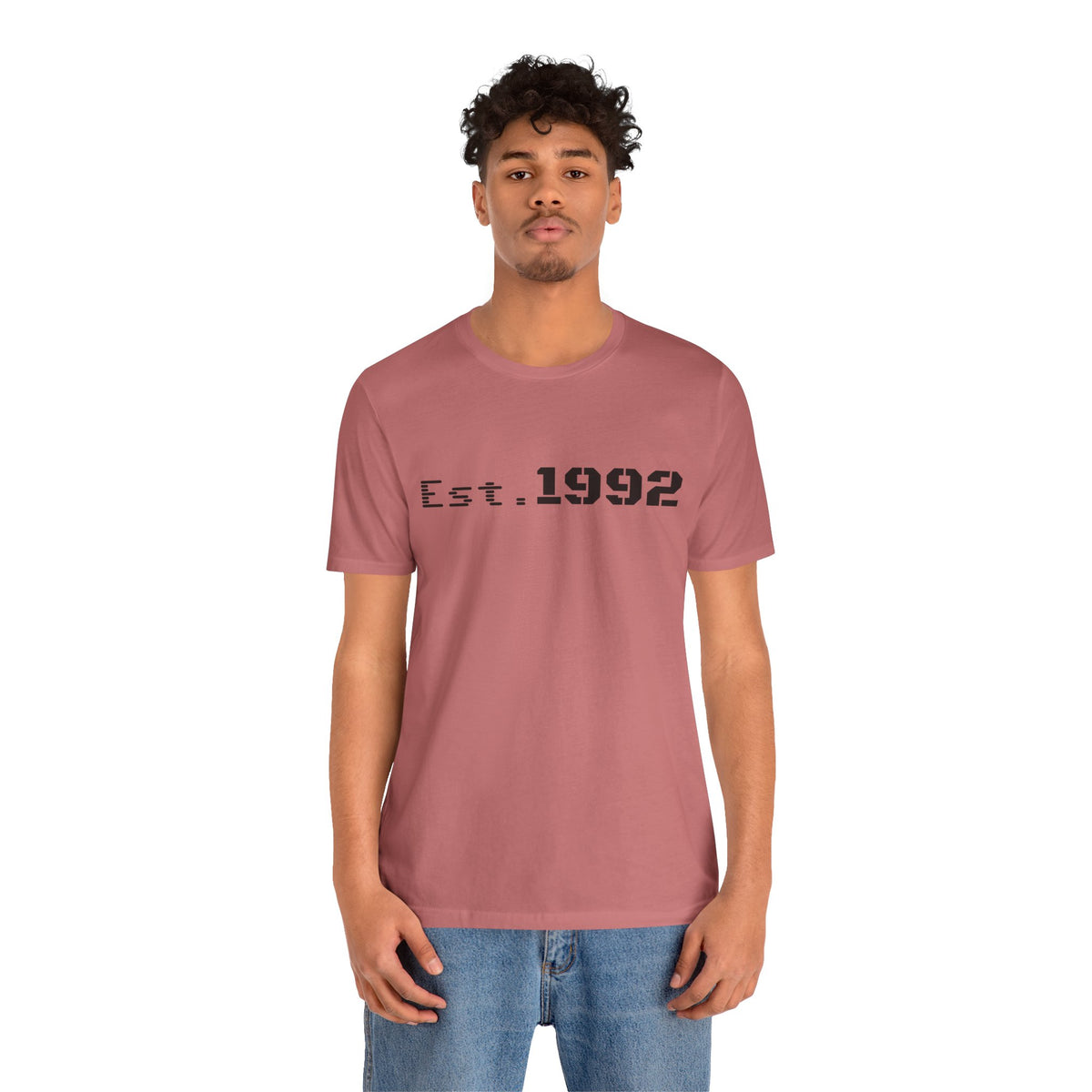 Retro vintage Est. 1992 T-Shirt by Printify featuring classic birth year design and casual fit on a white background.