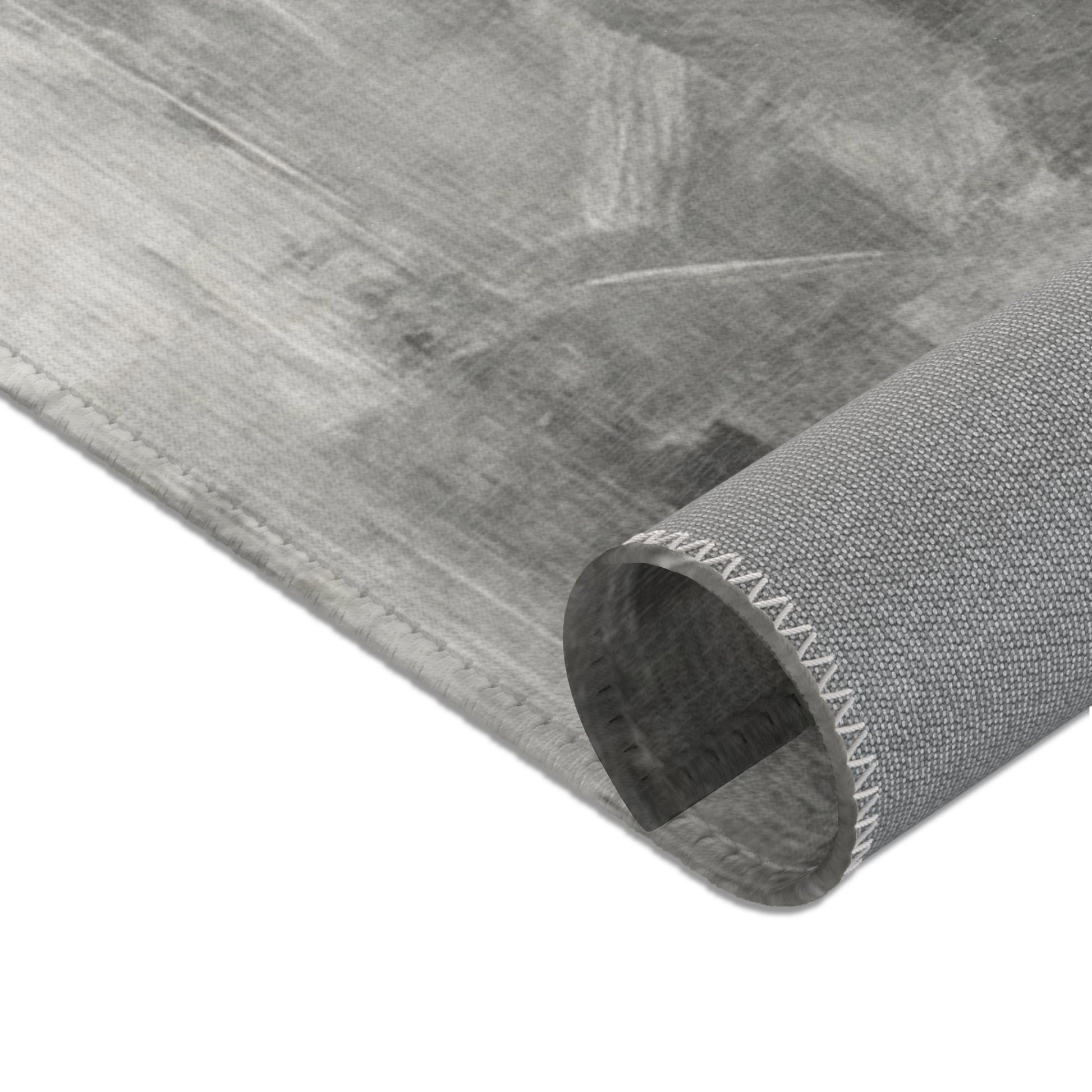 Abstract gray watercolor area rug from Printify, modern neutral design ideal for living room accents.