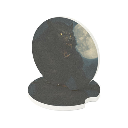 Soapstone Car Coaster — Night Wolf Moon Design