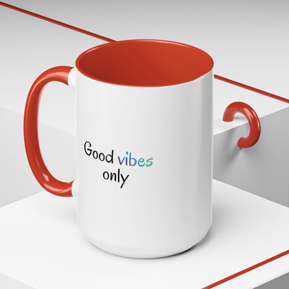 Printify Good Vibes Only coffee mug with positive morning quote, ceramic tea cup with a modern design and cheerful message.