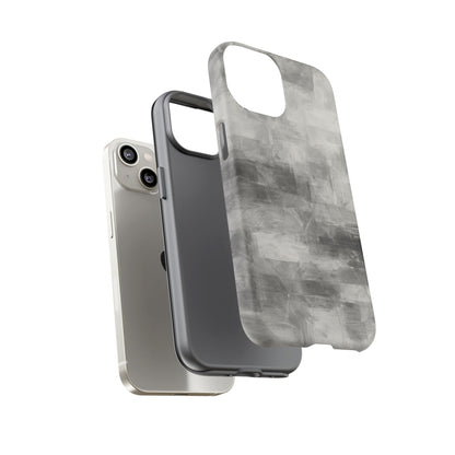 Abstract gray grid phone case for iPhone, tough protective cover with geometric design by Printify.