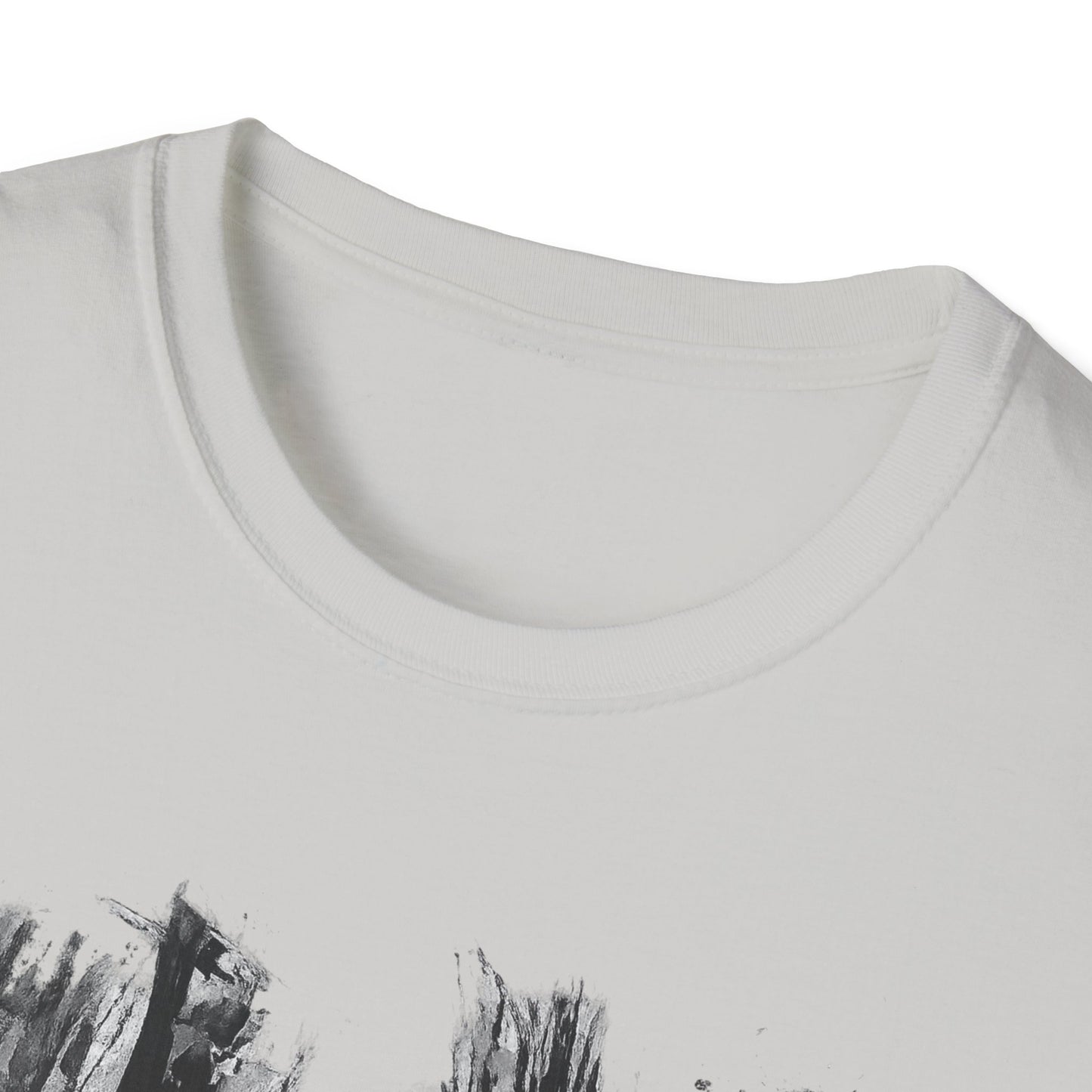 Unisex Softstyle T-Shirt with Abstract Landscape Art, Casual Wear, Gift for Art Lovers, Everyday Fashion, Nature Inspired Tee - TRV