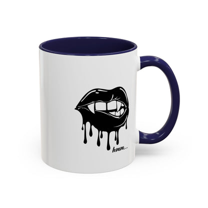 Black accent Dripping Bite Coffee Mug by Printify, 11oz or 15oz, featuring a unique dripping bite design on ceramic surface.