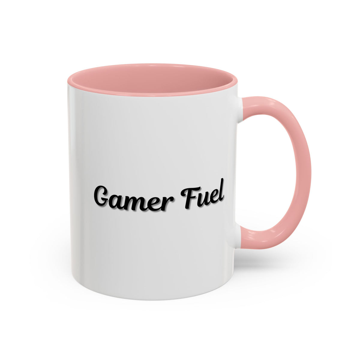 Printify Gamer Fuel coffee mug with accent 11oz, featuring bold gaming-themed design and black ceramic finish.