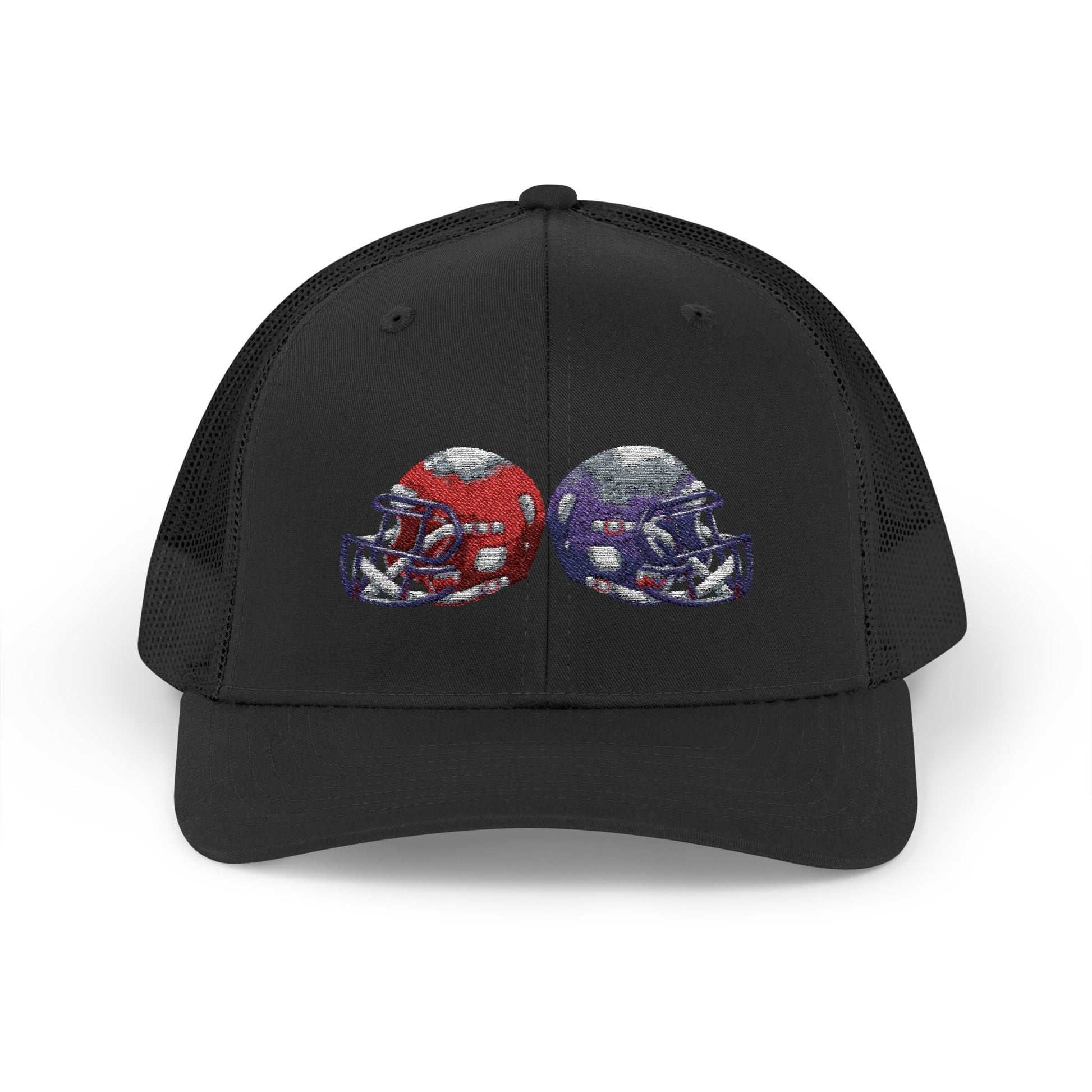 Sporty Snapback Trucker Cap with Football Helmets, Baseball Cap, Outdoor Activity Hat, Gift for Sports Fans, Team Spirit Wear - TRV