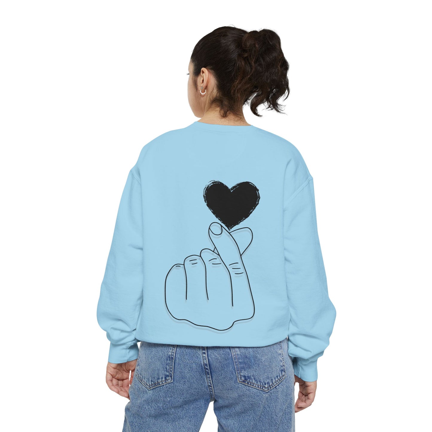 Unisex Garment-Dyed Sweatshirt with Heart Design - Cozy & Stylish