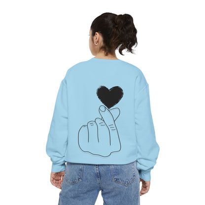 Unisex Garment-Dyed Sweatshirt with Heart Design - Cozy & Stylish