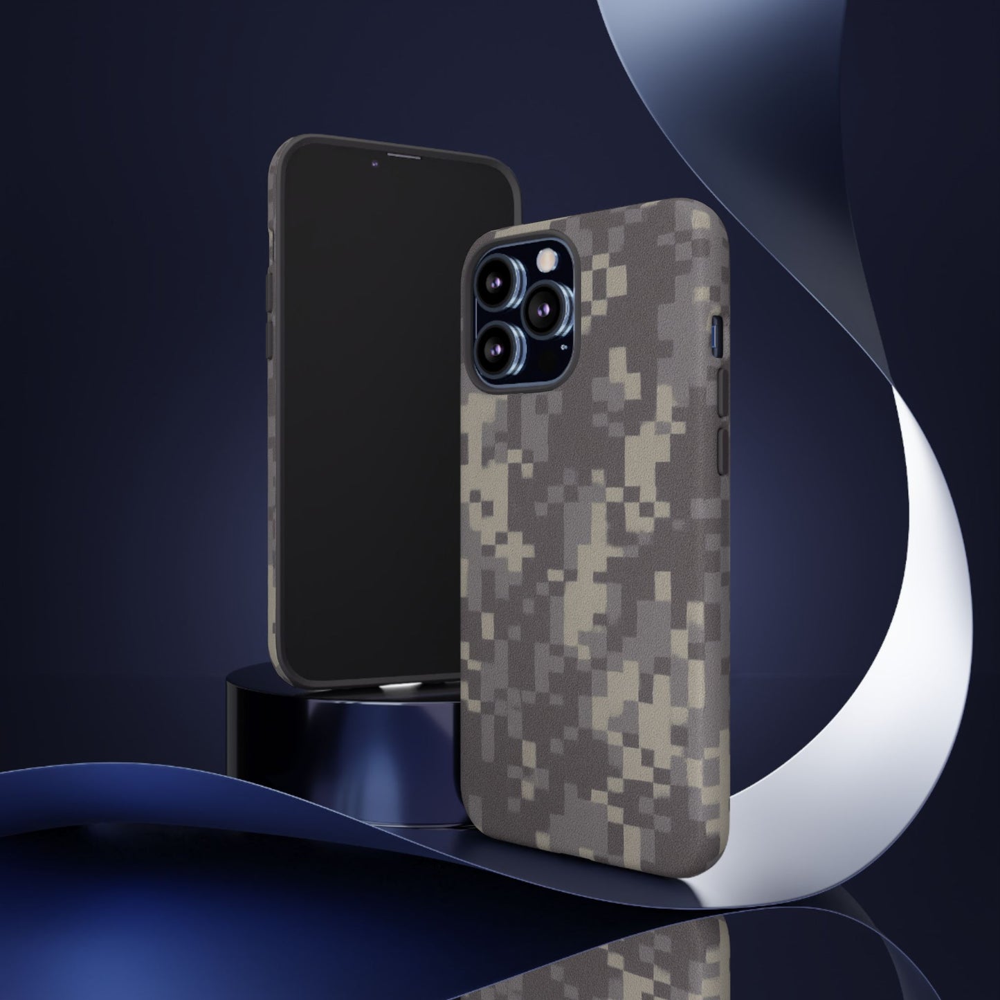 Camouflage tough phone case by Printify, rugged digital camo design, protective cover for smartphone.