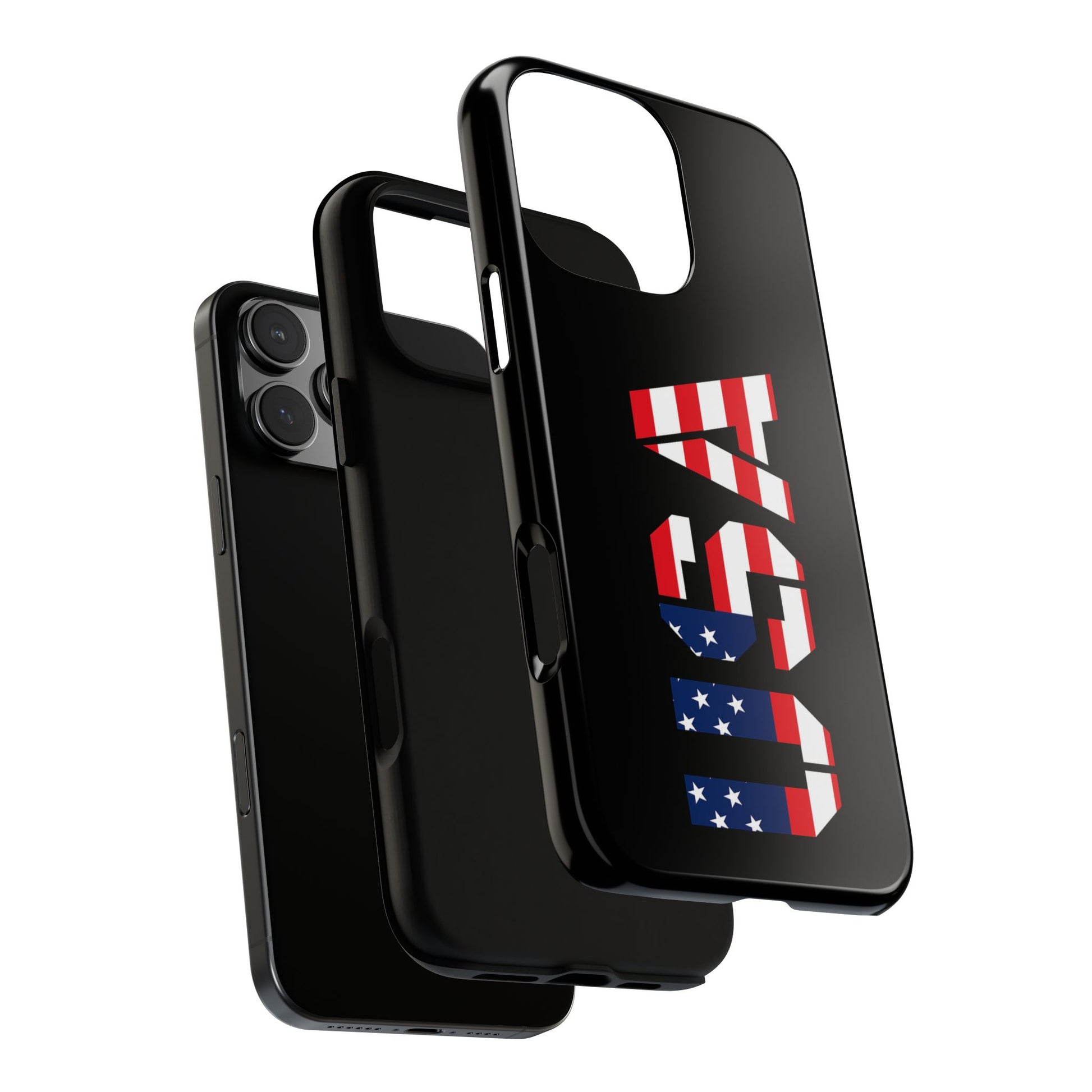 Patriotic American flag tough phone case by Printify, featuring a bold USA flag design on a durable protective cover.