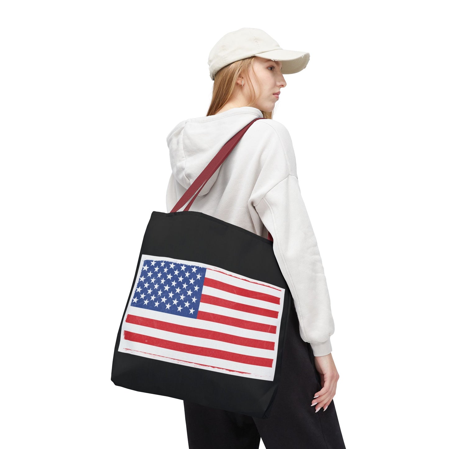 Patriotic Tote Bag, American Flag Carryall, Beach Bag, Reusable Shopping Tote, Independence Day Gift - TRV