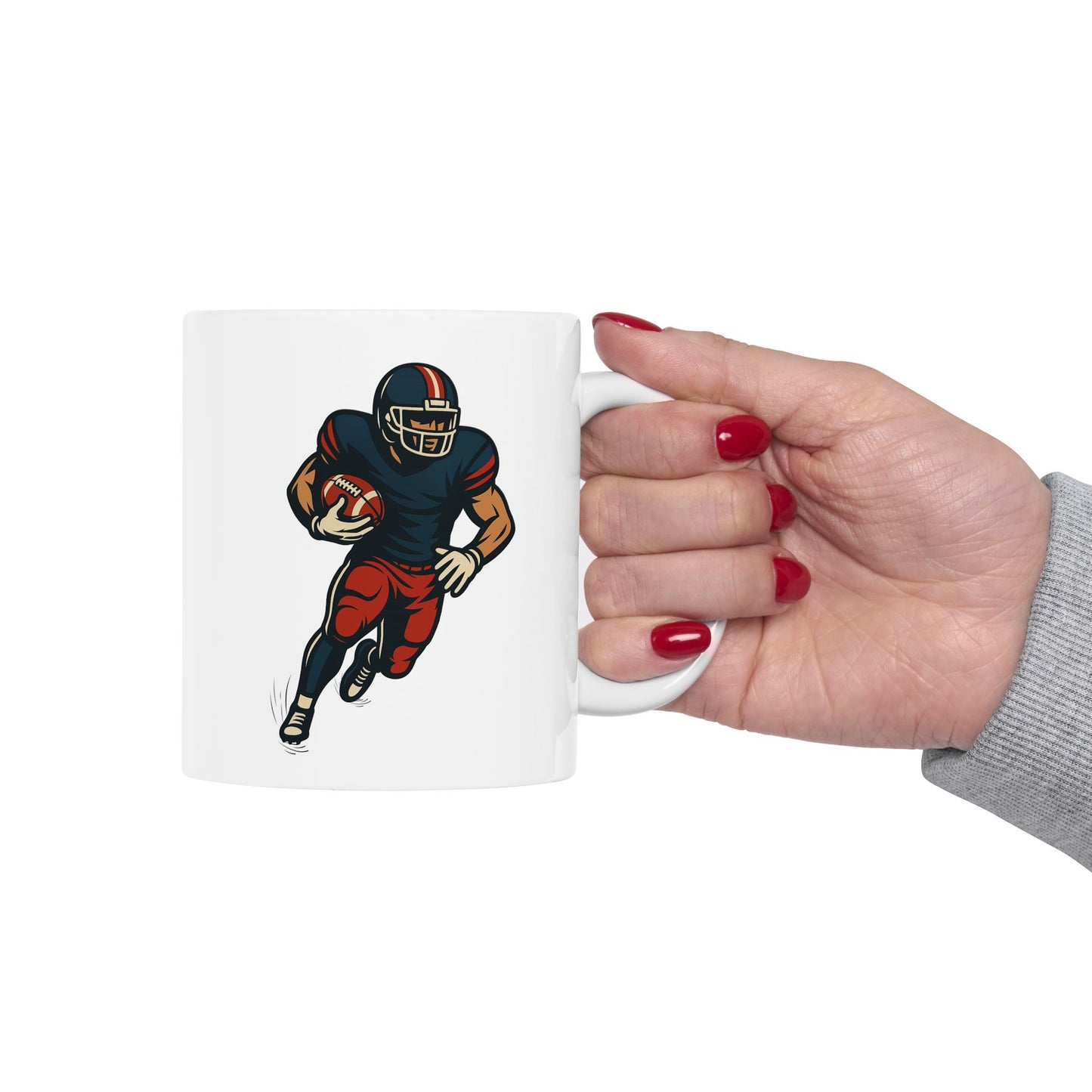Football Player Ceramic Mug, Sports Fan Gift, Football Lover Coffee Cup, Game Day Drinkware, Quarterback Tea Mug, Touchdown Fan Decor,