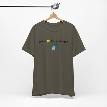 Alien Driving Unisex Tee - Fun Casual Shirt, Gifts for UFO Lovers, Quirky Humor T-Shirt, Perfect for Road Trips, Unique Birthday Present