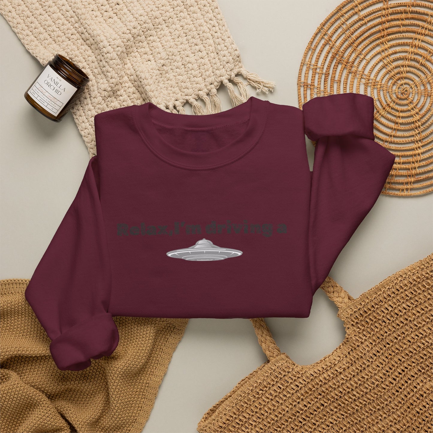 Relaxing UFO Driving Sweatshirt, Funny Gift for UFO Lovers, Unisex Crewneck Pullover, Casual Wear, Space Enthusiast Apparel