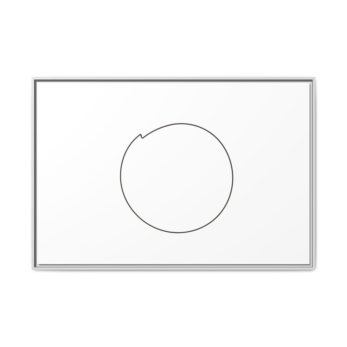 Framed matte canvas wall art featuring a minimal circular line design, by Printify, ideal for modern home decor.