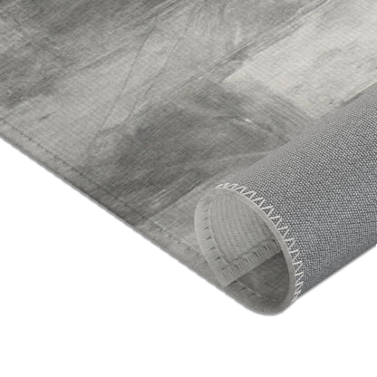Abstract gray watercolor area rug by Printify featuring modern neutral design, perfect for living room decor.
