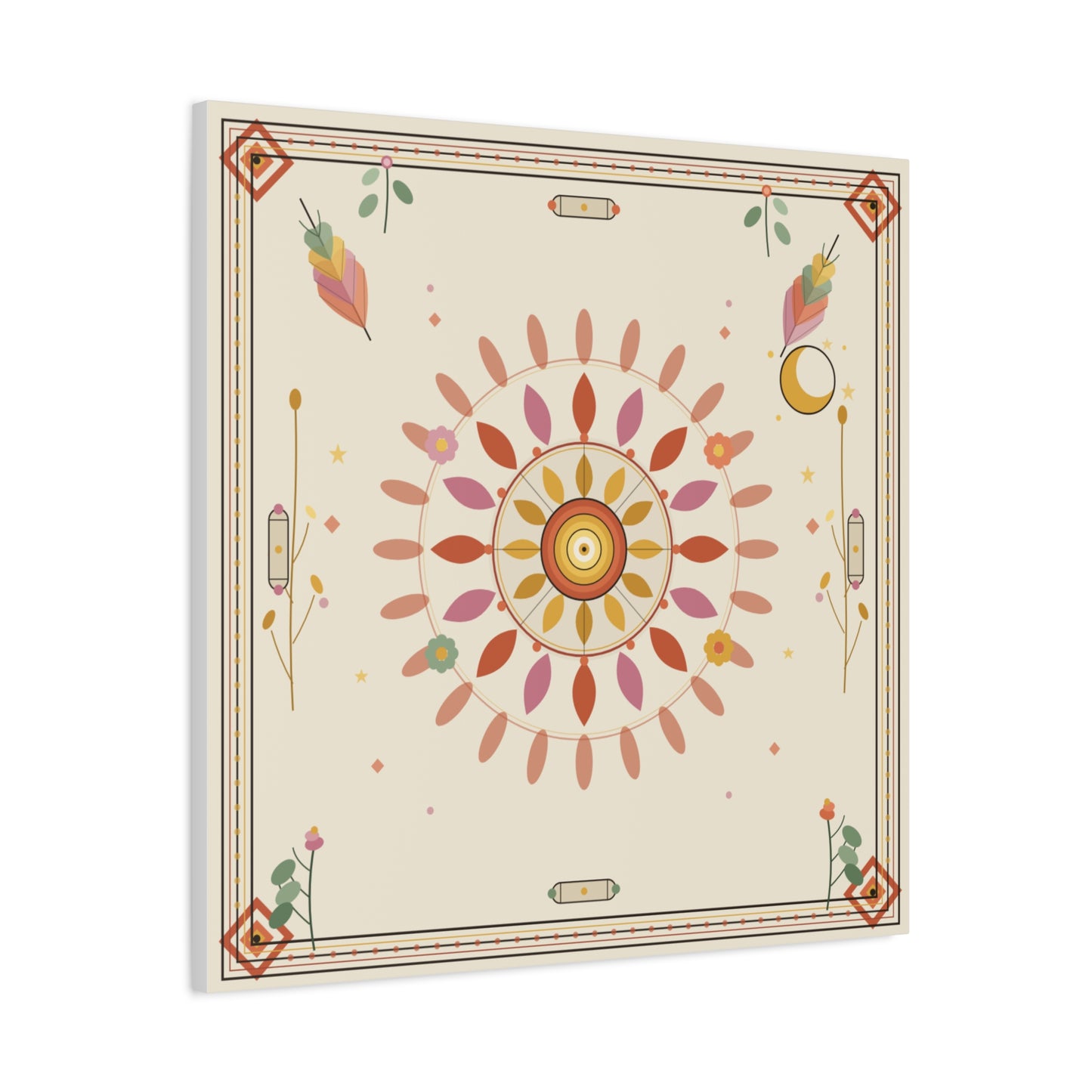 Boho Sun Mandala Matte Canvas