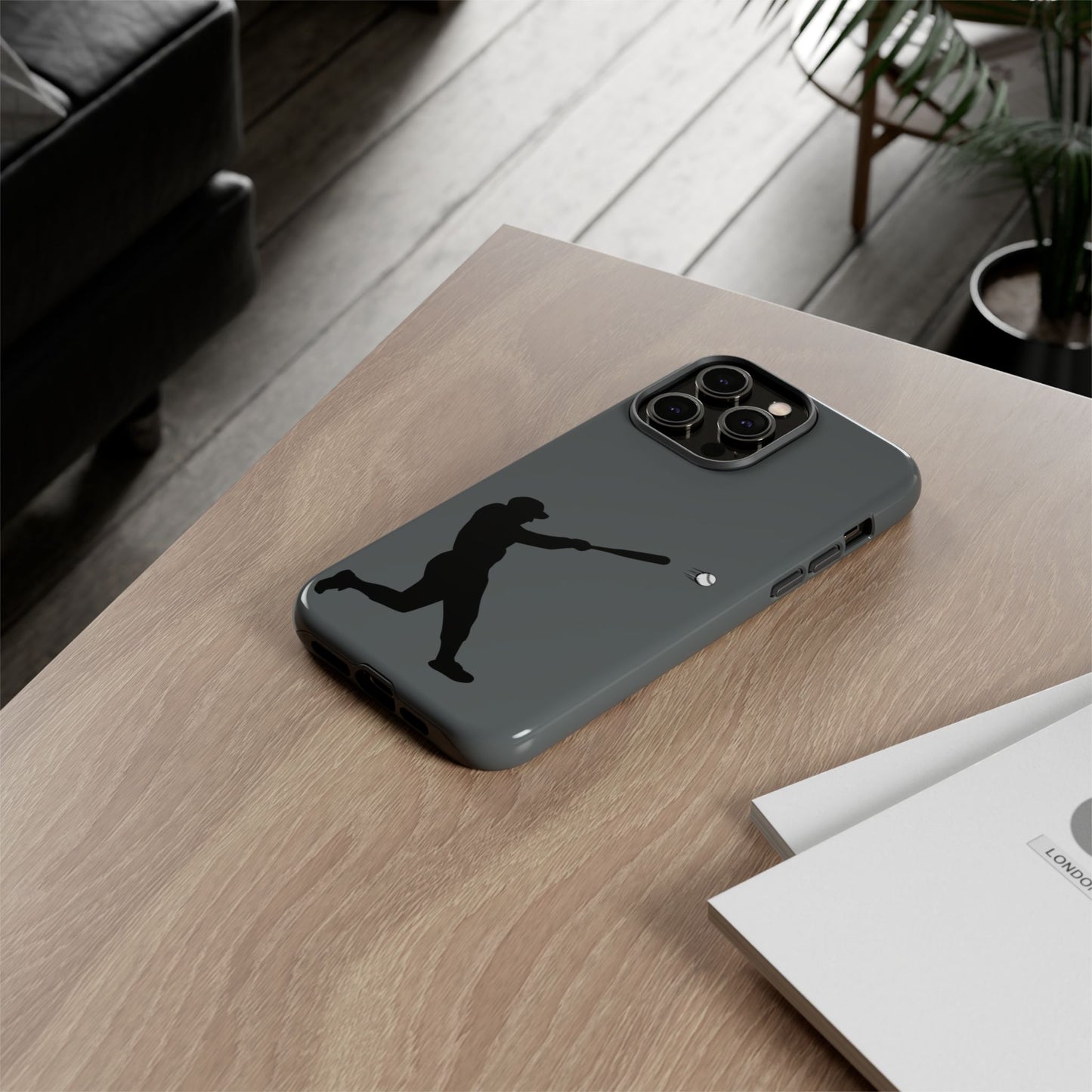 Printify baseball batter phone case, tough protective smartphone cover designed for baseball fans, featuring a dynamic batter graphic.