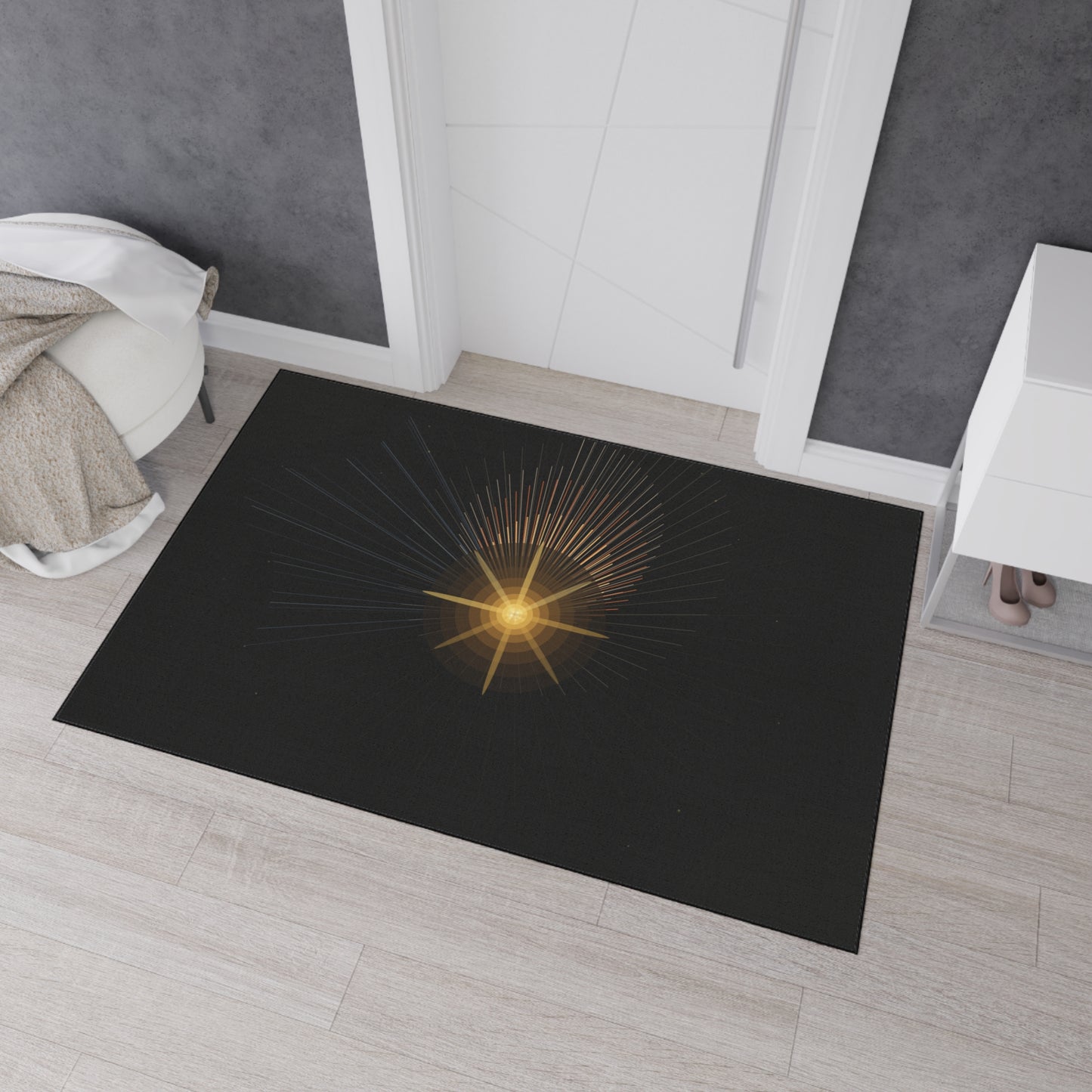 Radiant Star Burst Floor Mat | Black Entrance Rug - TRV