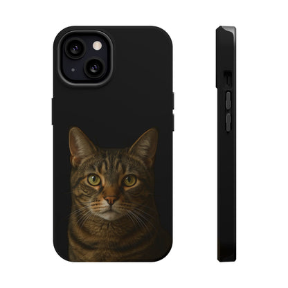 Tabby cat portrait phone case, full wrap print detail