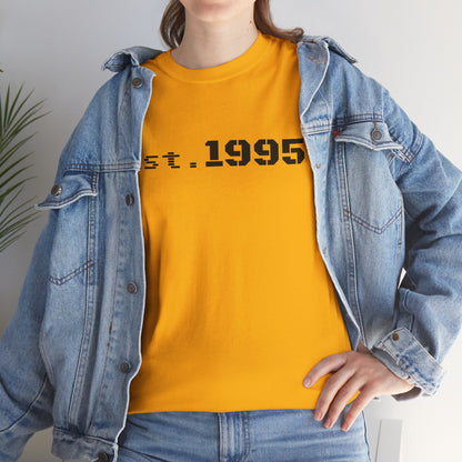 Vintage Est. 1995 T-shirt by Printify featuring minimalist design and born in 1995 birthday style, casual unisex tee.