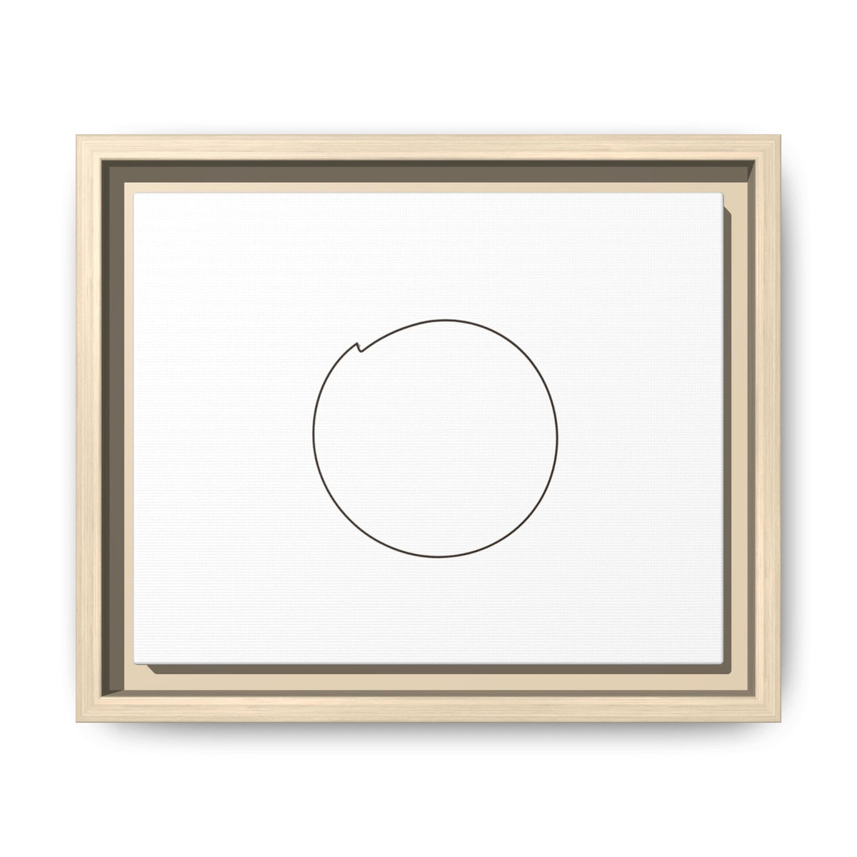 Framed matte canvas wall art featuring a minimal circular line design, by Printify, displayed on a wall.
