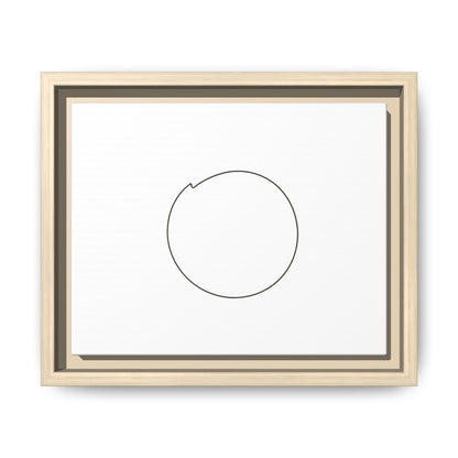 Framed matte canvas wall art featuring a minimal circular line design, by Printify, displayed on a wall.