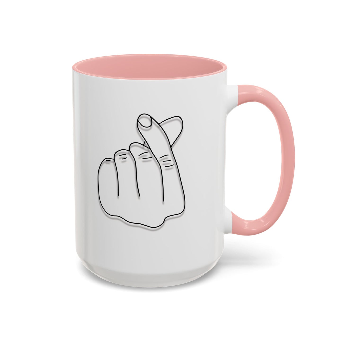K-Pop Accent Mug - Love Gesture Design (11oz, 15oz), Korean Pop Coffee Cup, K-Pop Lover Gift, Cute Drinkware, Unique Mug