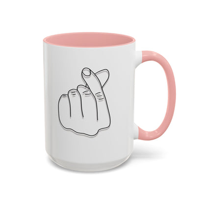 K-Pop Accent Mug - Love Gesture Design (11oz, 15oz), Korean Pop Coffee Cup, K-Pop Lover Gift, Cute Drinkware, Unique Mug