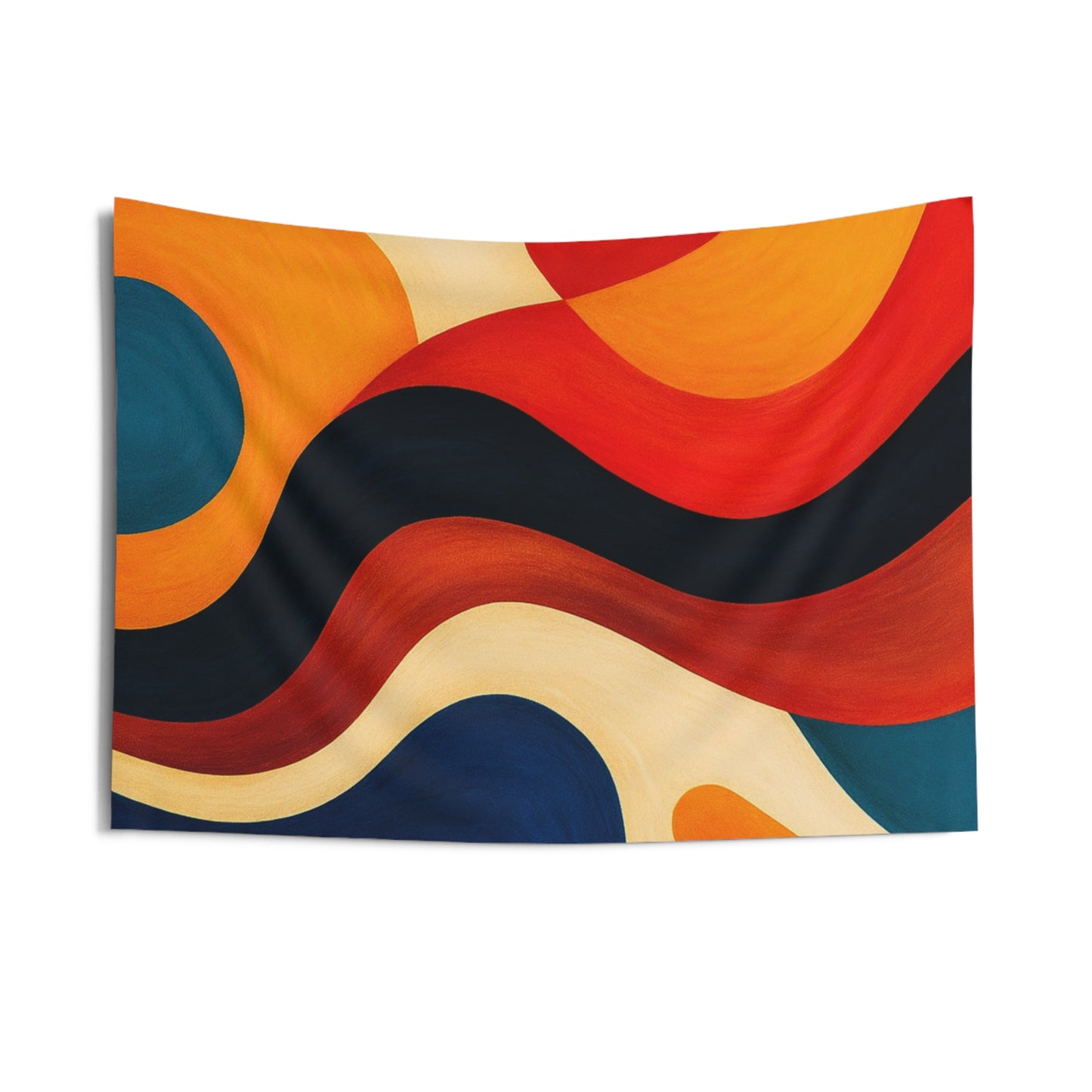 Abstract Retro Wave Tapestry — Colorful Mid-Century Wall Art for Living Room, Dorm, or Office