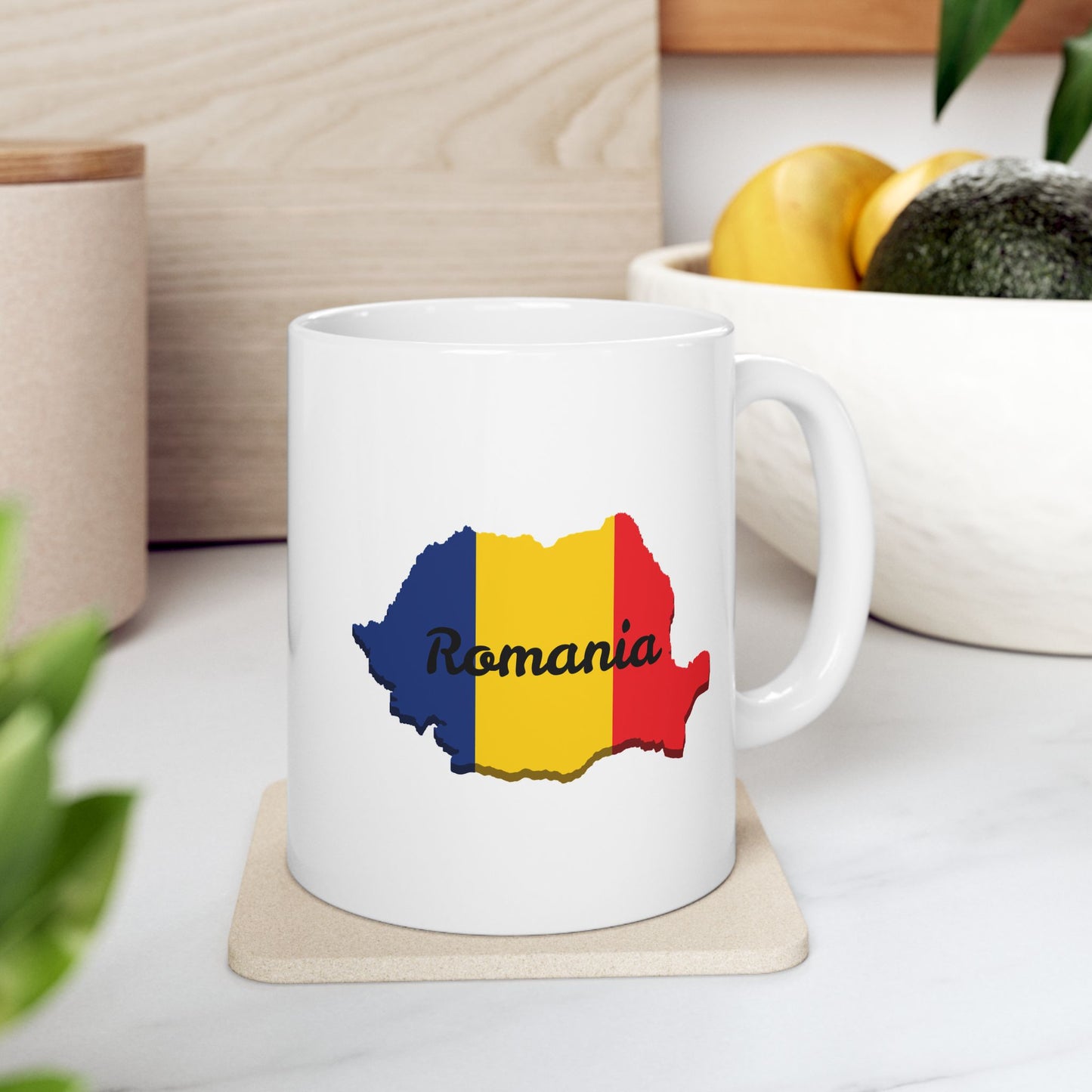 Romania Flag Ceramic Mug, Unique Coffee Cup, Travel Souvenir, Gift for Romanians