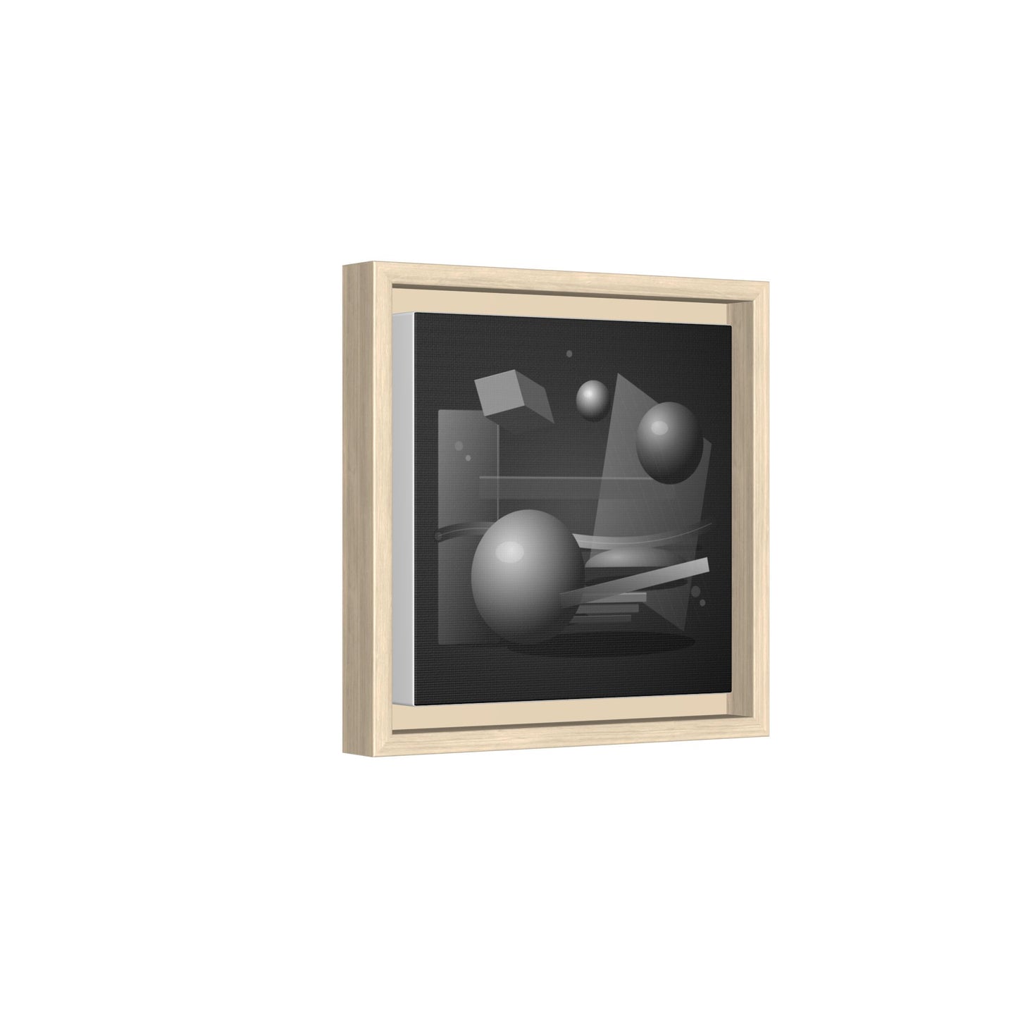 Monochrome Geometric Spheres Canvas Framed Wall Art | Matte Print