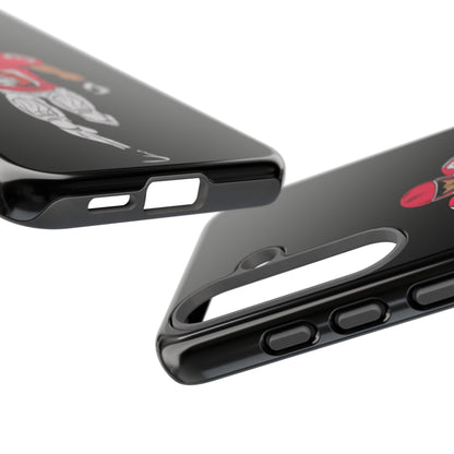 Black protective football player sports phone case for iPhone by Printify, featuring a tough football player design.