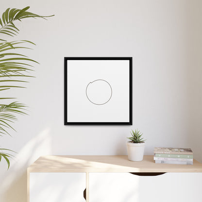 Framed matte canvas wall art featuring a minimal circular line design by Printify, showcasing modern abstract wall decor.