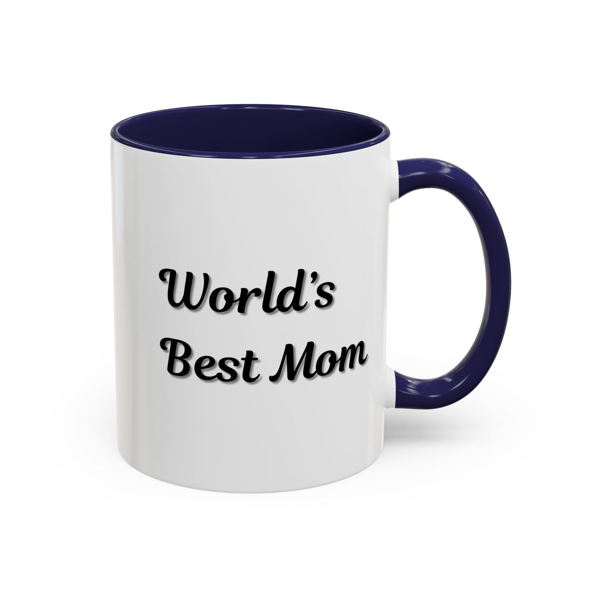 Black-trim ceramic coffee mug with "World's Best Mom" inscription, ideal for Mother's Day, by Printify.