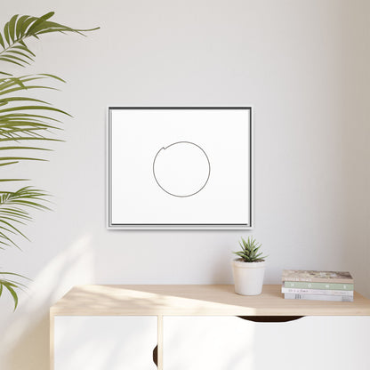Framed matte canvas wall art featuring a minimal circular line design, by Printify, displayed on a wall.