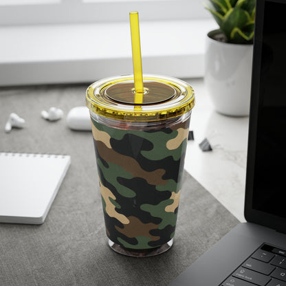 Stylish Camo Tumbler, 16oz Cup with Straw, Perfect for Outdoor Adventures, Gifts for Him, Travel Mug, Eco-friendly Drinkware, Camping