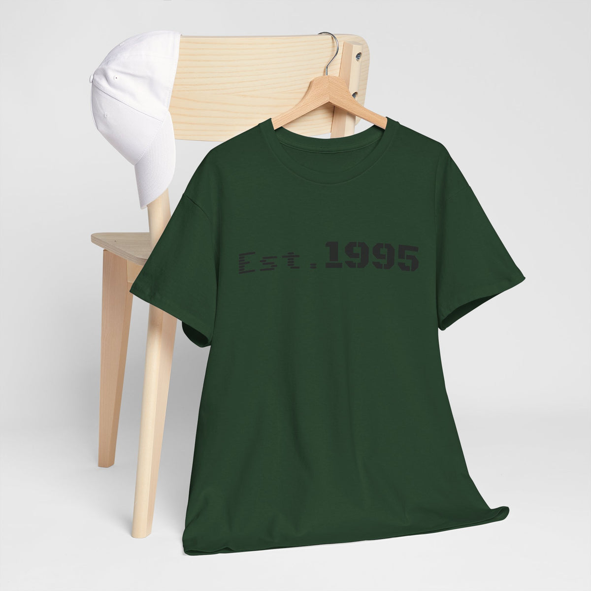Vintage Est. 1995 T-shirt by Printify featuring minimalist design and "Born in 1995" birthday print on soft cotton fabric.