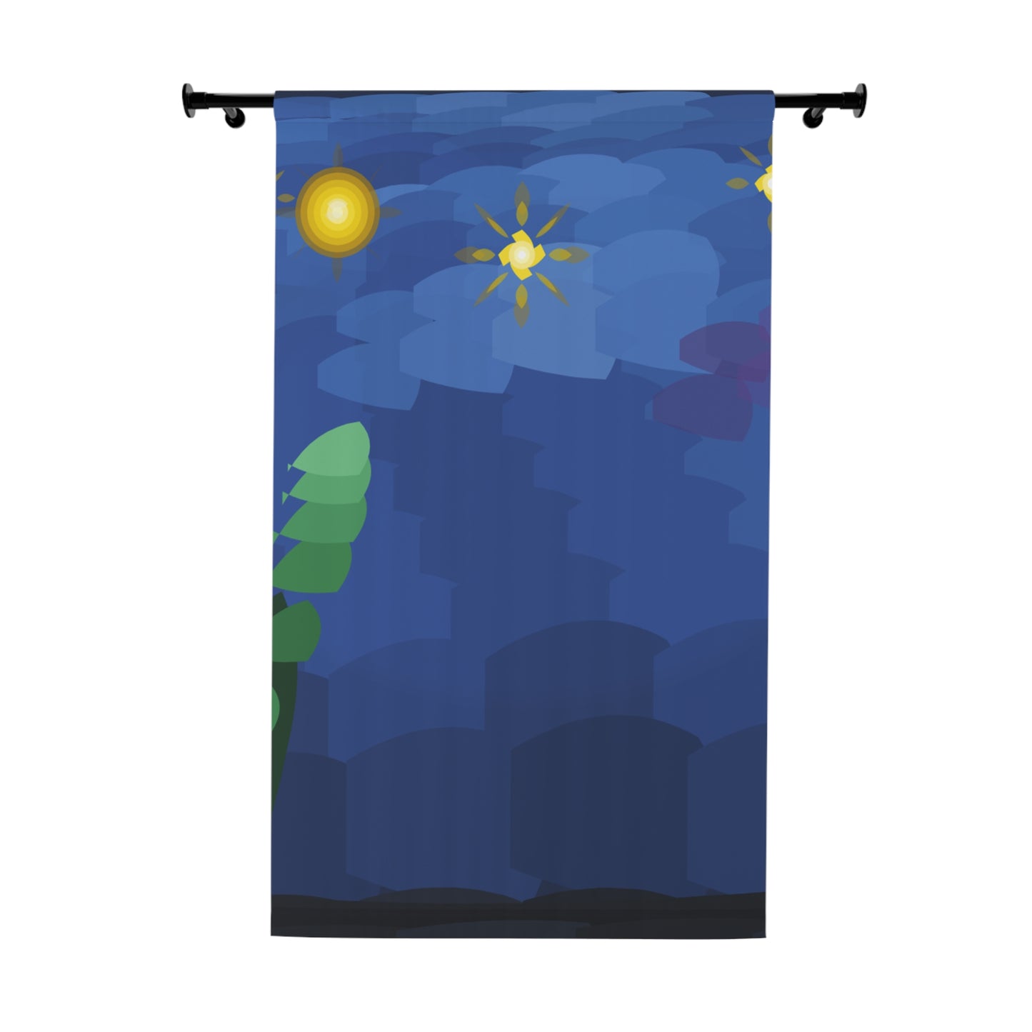 Blue Night Sky Window Curtain with Stars — Single Panel Decorative Curtain