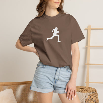 Sporty Unisex Garment-Dyed T-Shirt with Football Player Graphic, Activewear, Casual Wear, Gift for Runners, Fitness Apparel, Everyday Style